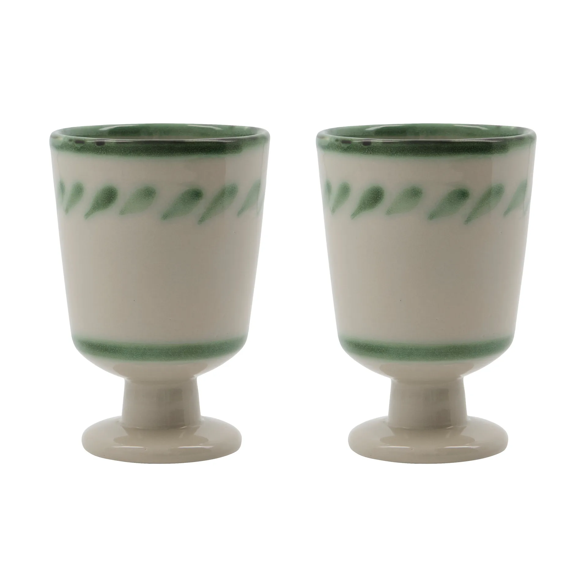 Diva Tasse auf Fuß 25 cl 2-teilig, Off white-Grün House Doctor