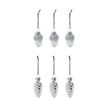 Glint Weihnachtsbaumanhänger 5,8cm 6er Pack - Silver - House Doctor