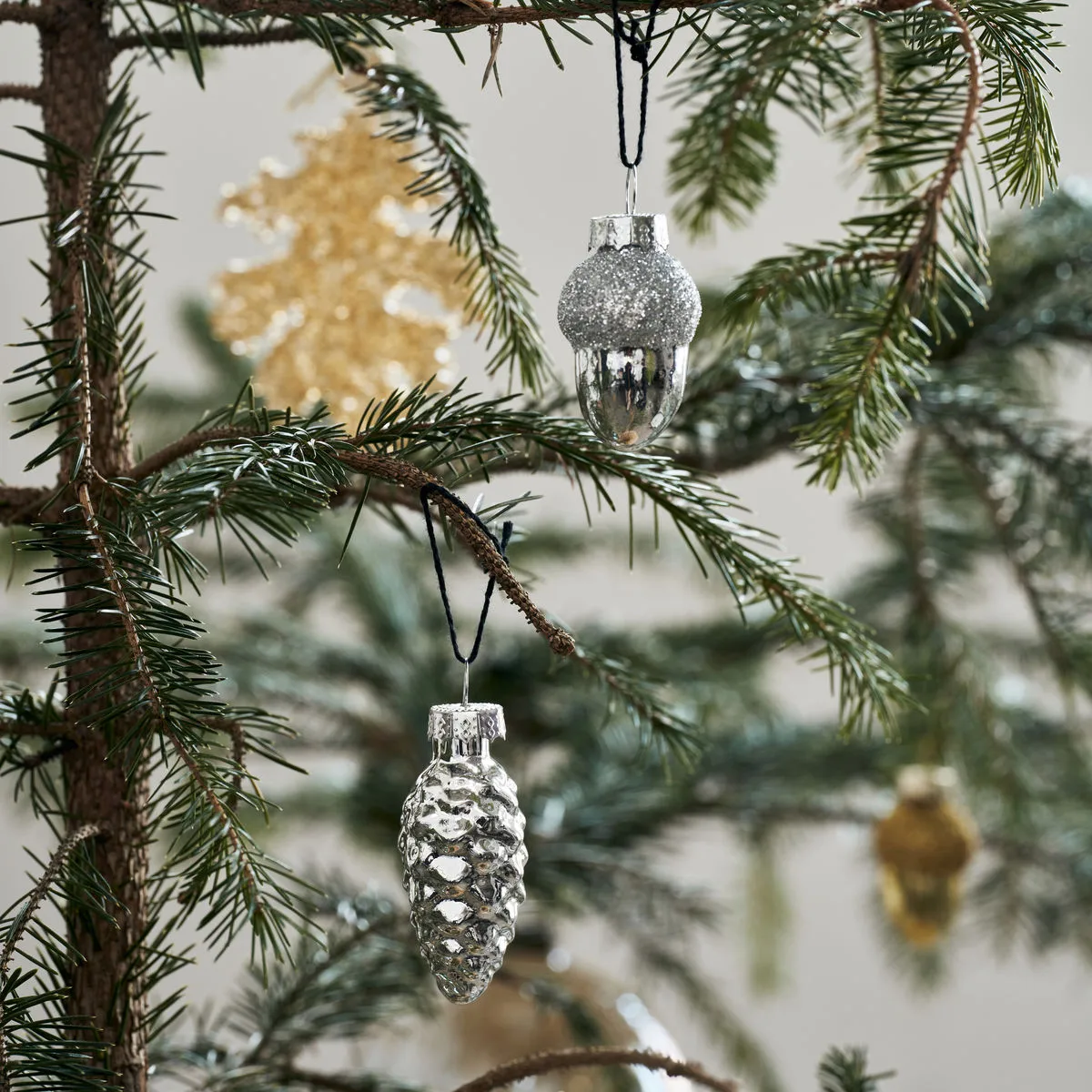 Glint Weihnachtsbaumanhänger 5,8cm 6er Pack, Silver House Doctor