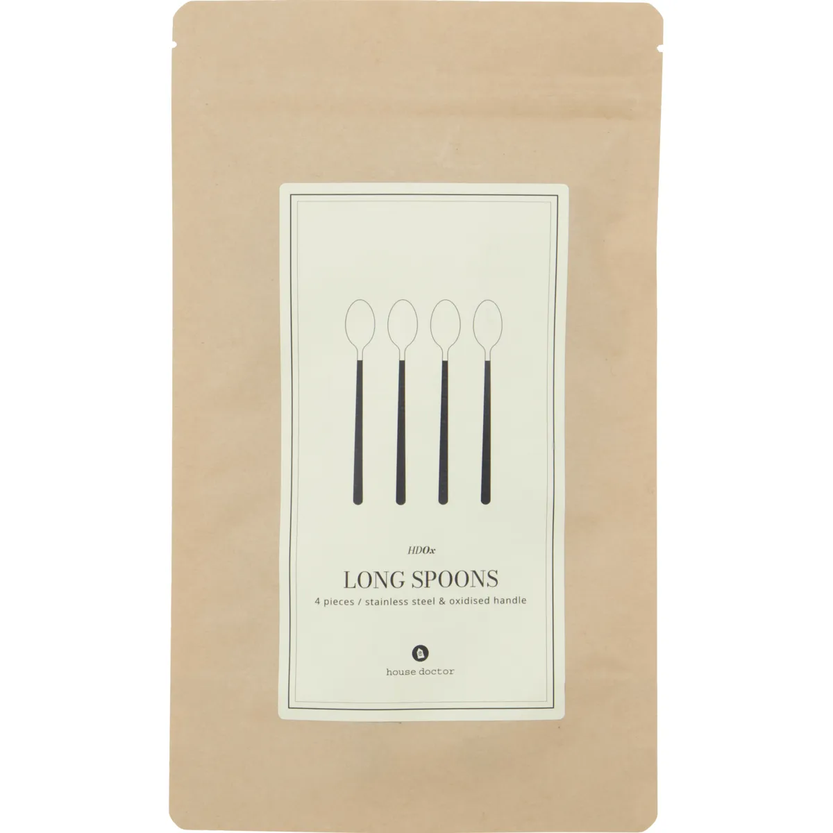 Ox langer Löffel 4er-Pack, Schwarz-silber House Doctor