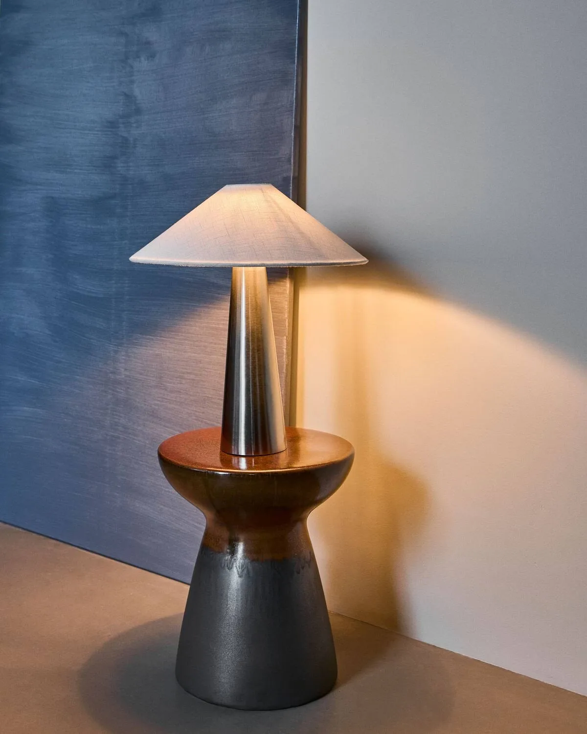 Soffi Tischlampe, Gebürstet Silber-Off-White, Ø42x48 cm House Doctor