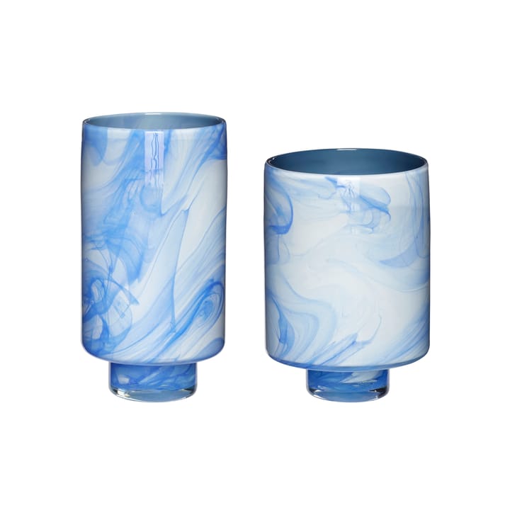 Hübsch Vase 2er-Pack - Weiß-blau - Hübsch