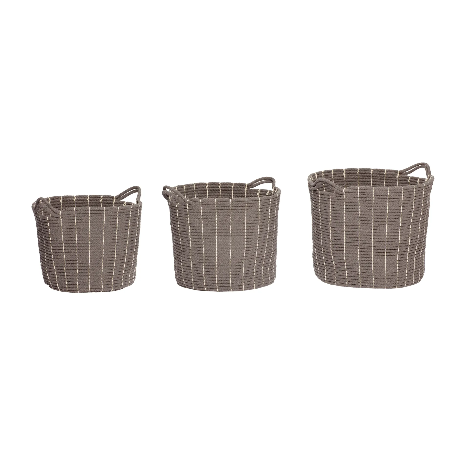 Korb Baumwolle mit Griff 3er-Pack, Rund-baumwolle Hübsch Interior