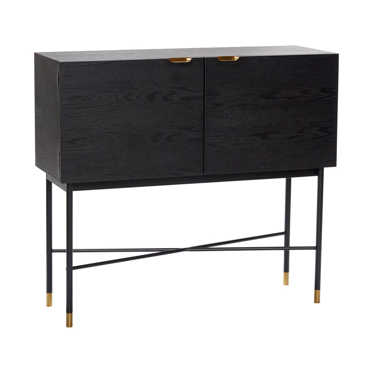 Hübsch Sideboard 100x90 cm Esche-Schwarz-Messing