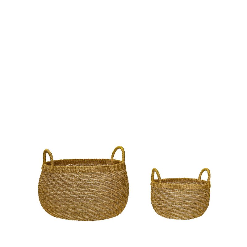 Hübsch Solar Körbe 2er-Pack Natur- gold