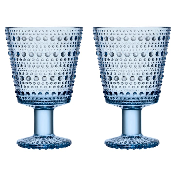 Kastehelmi Trinkglas mit Fuß 26 cl 2-pack, Aqua Iittala