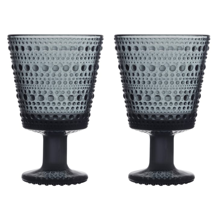 Kastehelmi Trinkglas mit Fuß 26 cl 2-pack - Dunkelgrau - Iittala