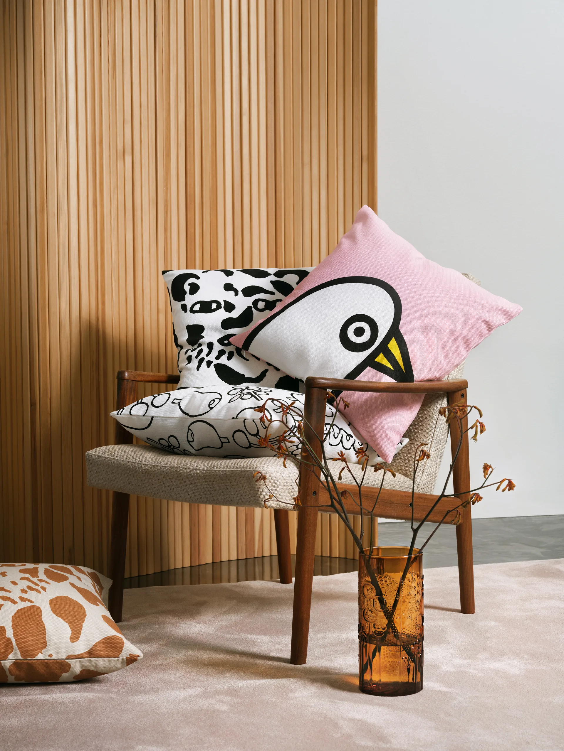 Oiva Toikka Birdie Kissenbezug 47 x 47cm, Rosa Iittala