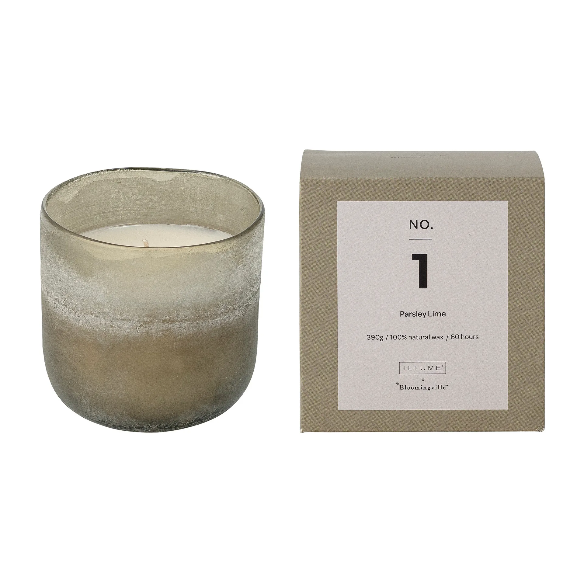 NO. 1 Parsley Lime Duftkerze, 390 g + Giftbox Illume x Bloomingville