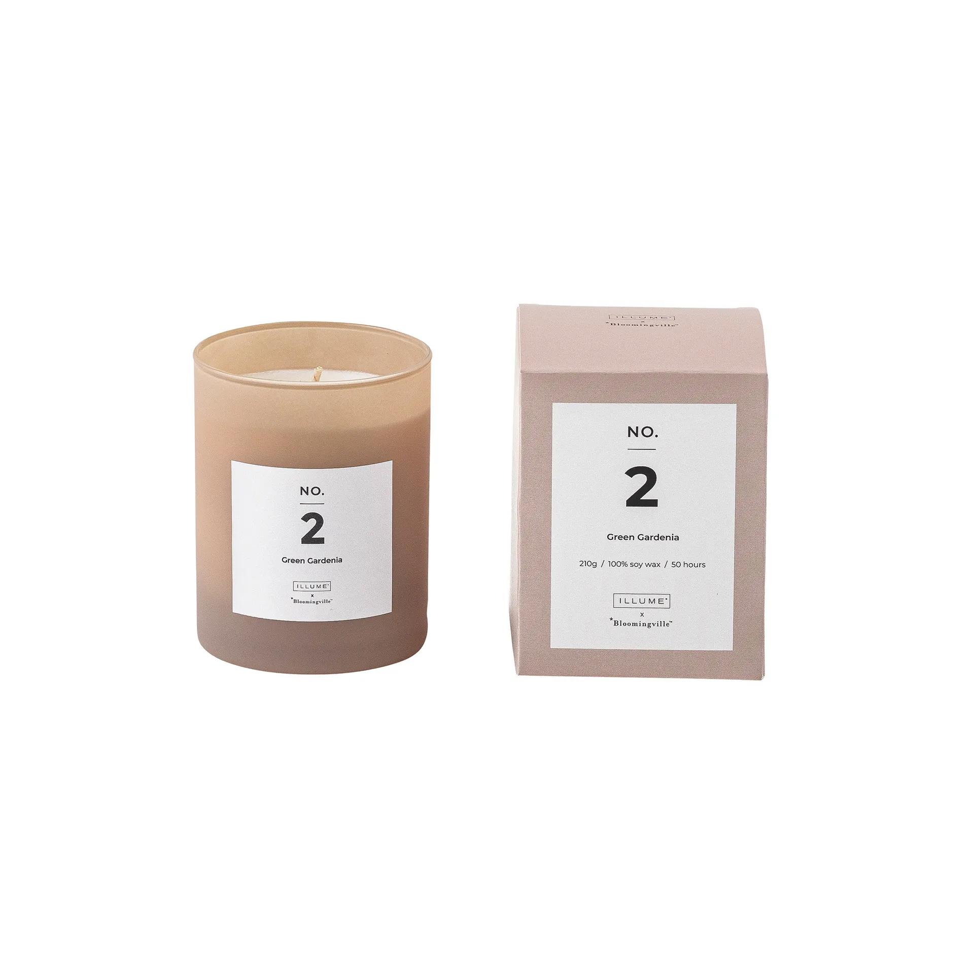 NO. 2 Green Gardenia Duftkerze, 200 g + Giftbox Illume x Bloomingville