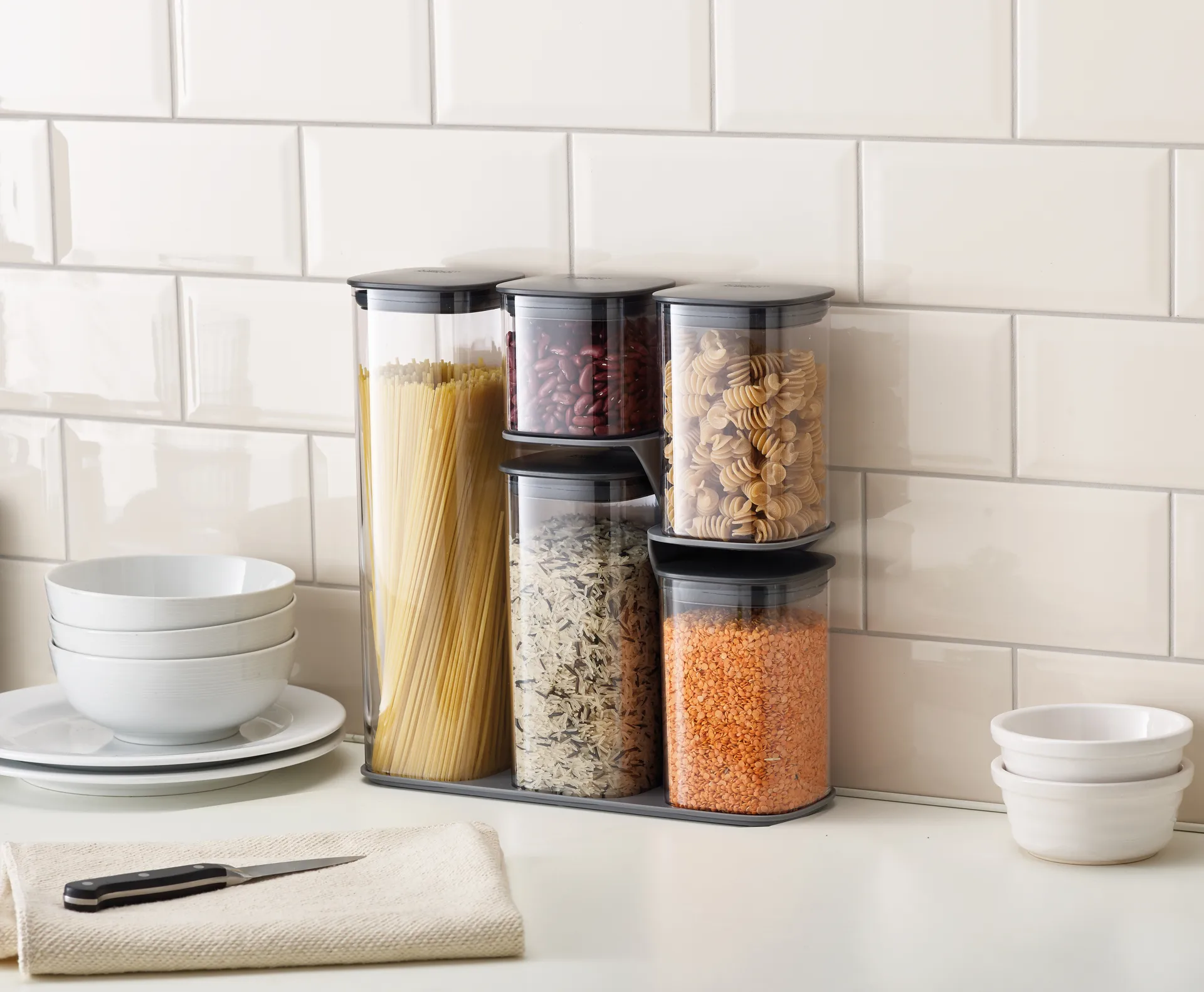 Podium Vorratsbehälter 5 Teile, Grau Joseph Joseph