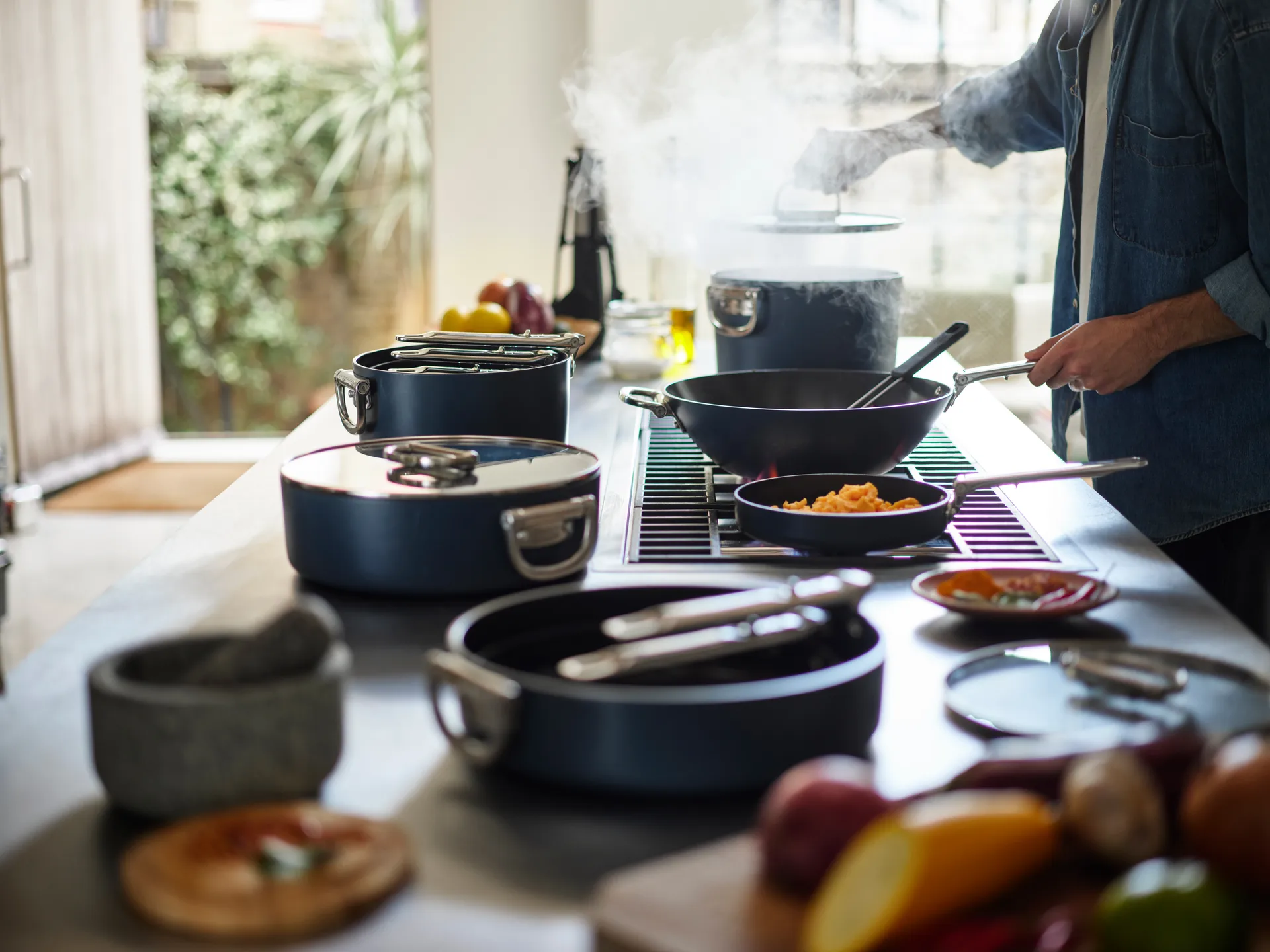 Space non-stick Topf 8-teilig, Blau Joseph Joseph