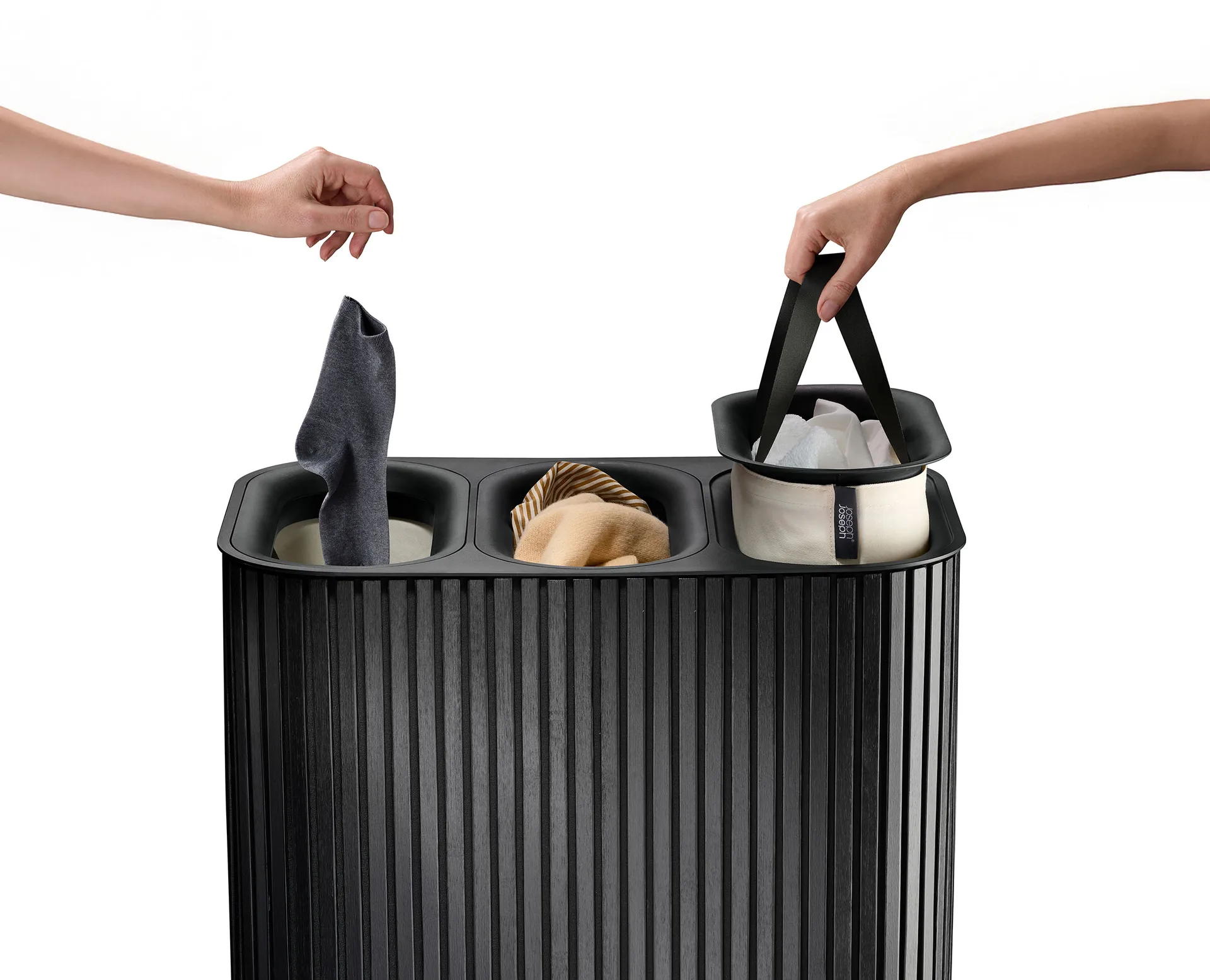 Tota Trio Luxe Wäschekorb 90 L, Black Joseph Joseph