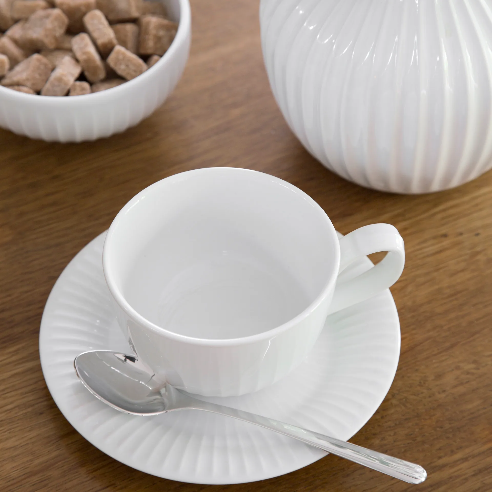 Hammershøi Tasse mit Untertasse, Weiß Kähler