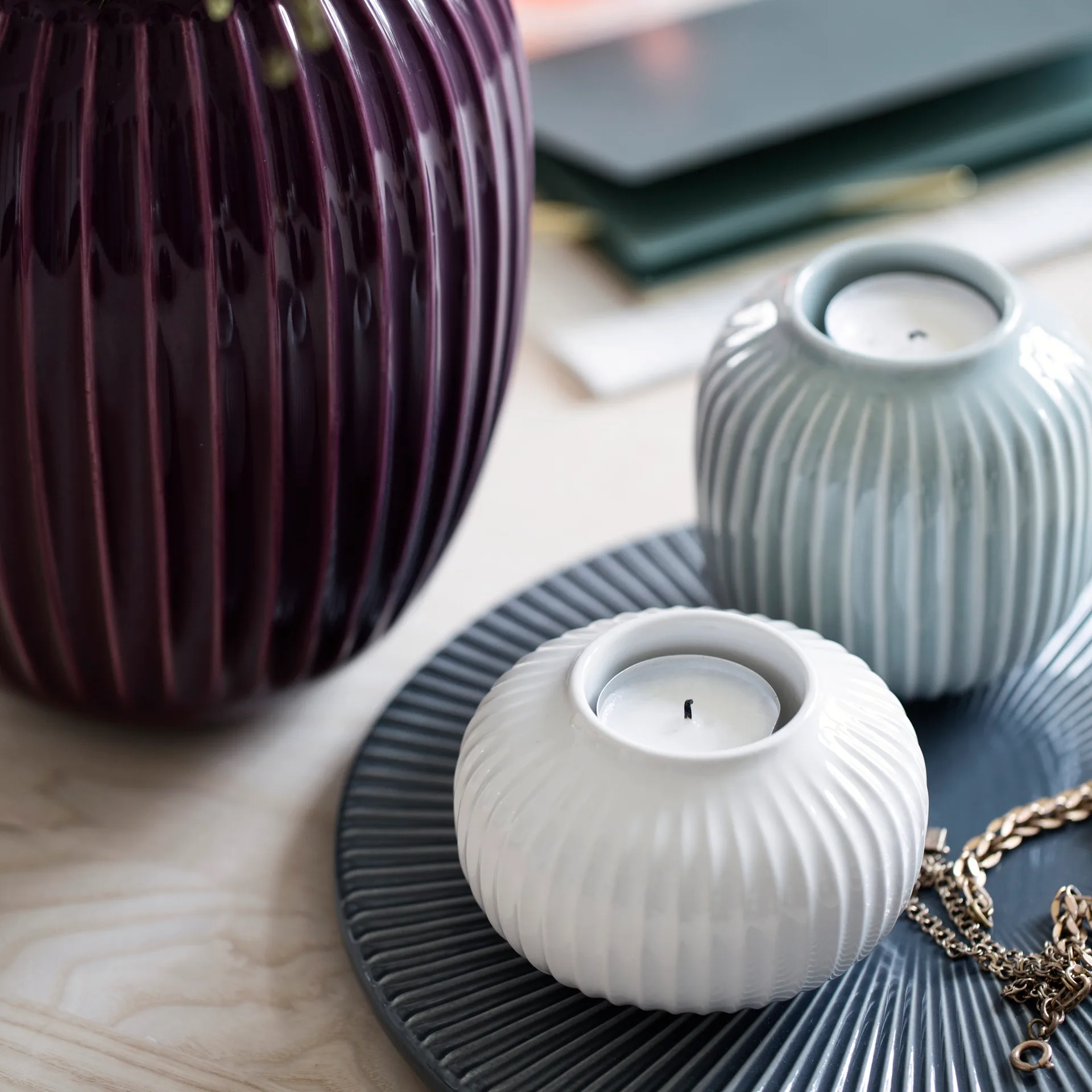 Hammershøi Teelichthalter mittel, Weiß Kähler