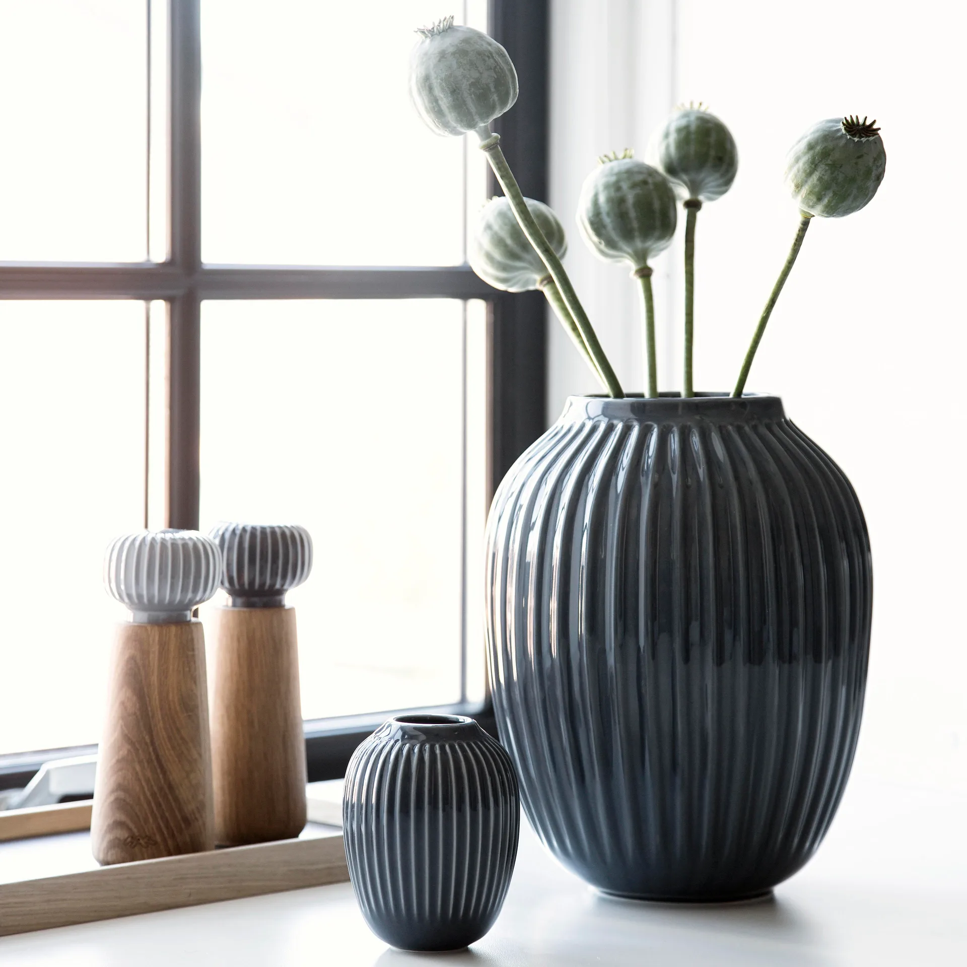 Hammershøi Vase, Anthrazitgrau, mini 10 cm Kähler