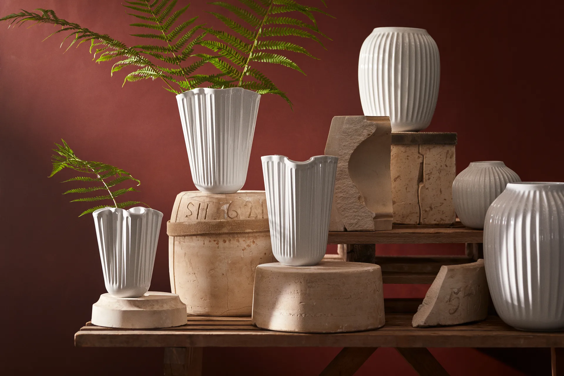 Hammershøi Vase mittel, Weiß Kähler