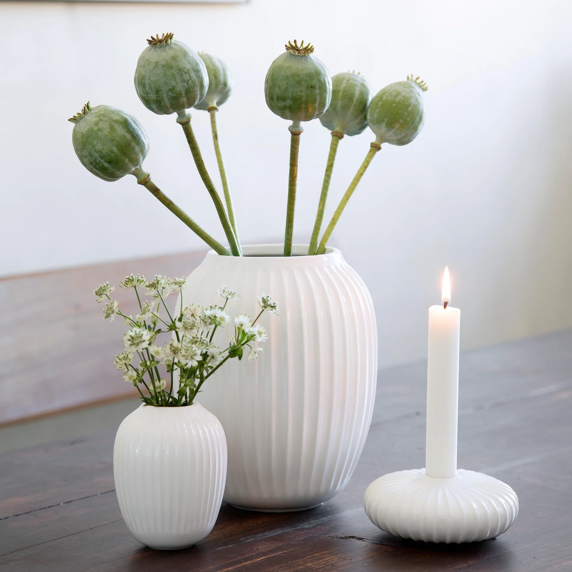Hammershøi Vase mittel, Weiß Kähler