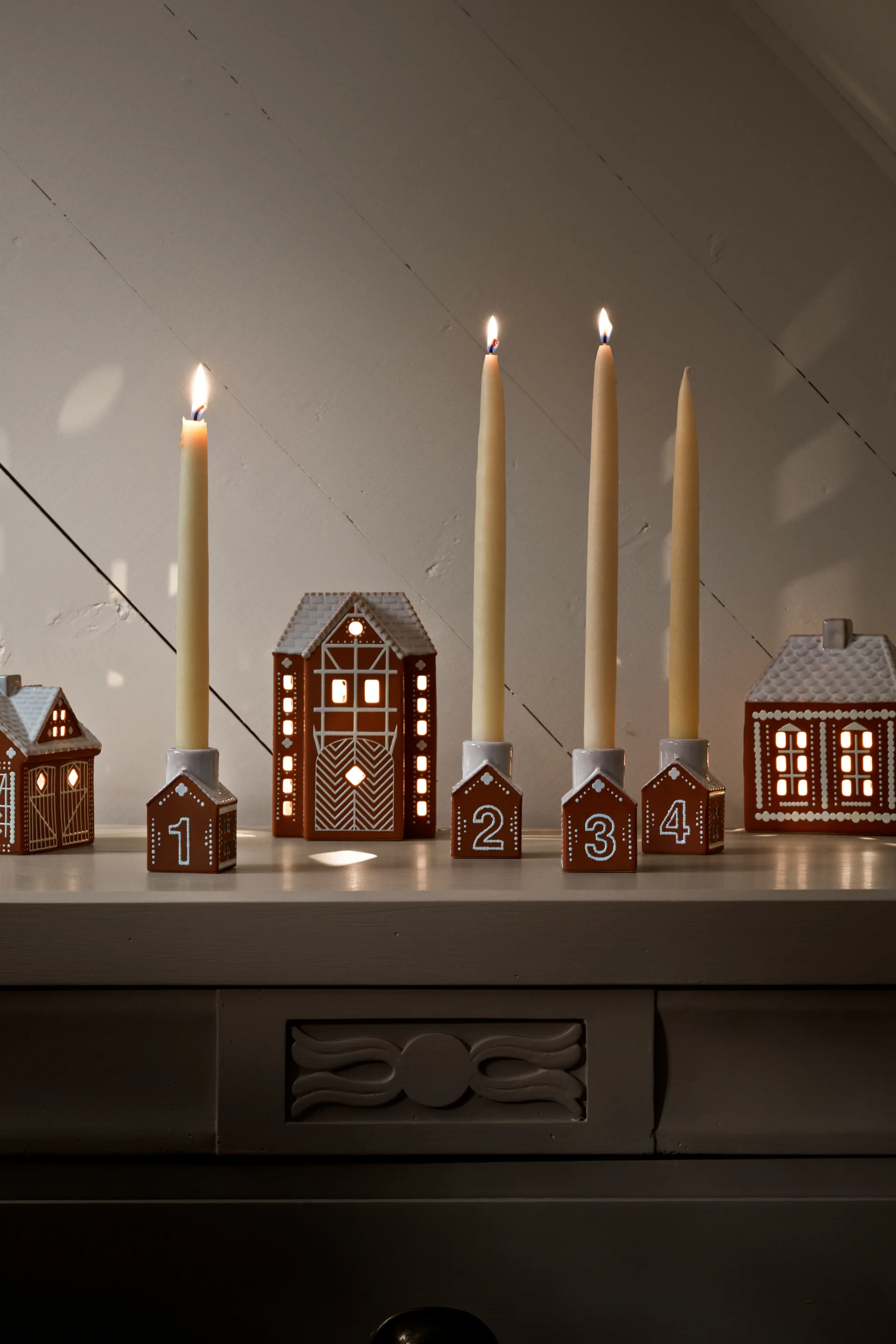 Lebkuchen Adventsleuchter 4-teilig, Braun Kähler