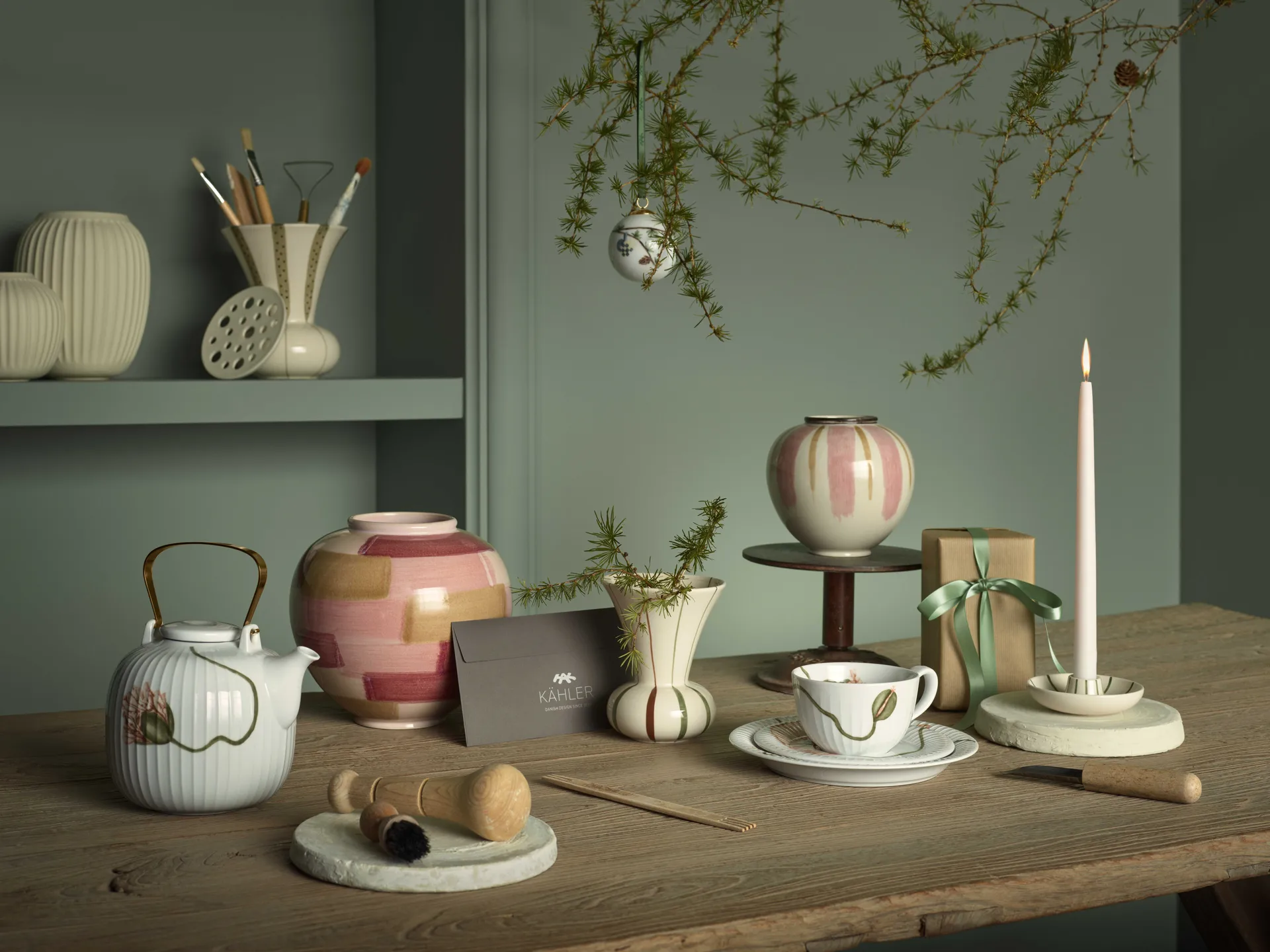 Signature Kerzenhalter, Weiß-grün Kähler