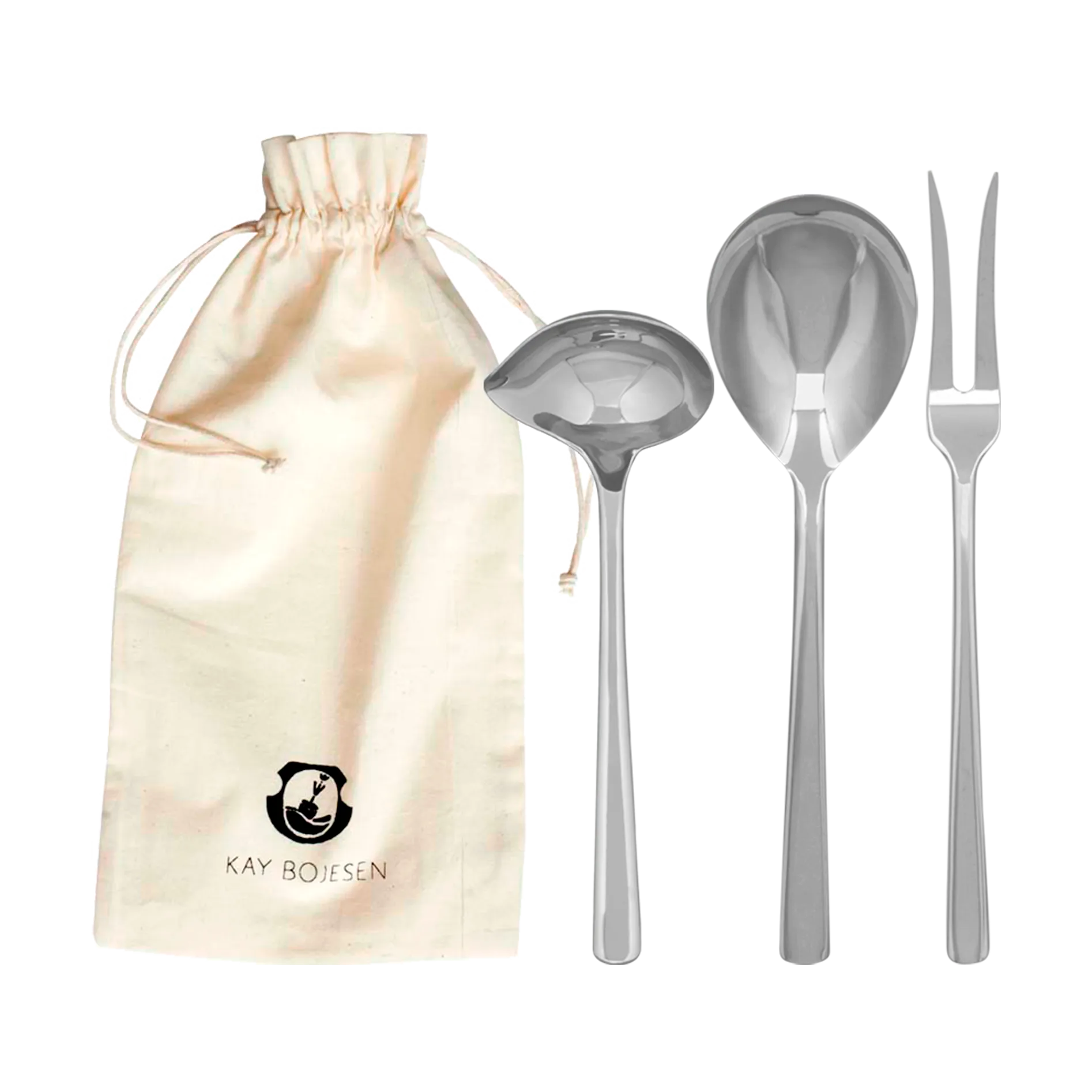 Grand Prix Servierset 3 Teile, Polished steel Kay Bojesen