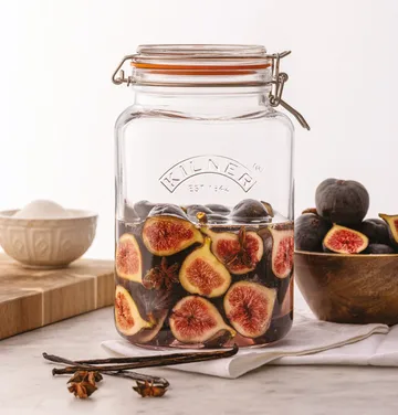Kilner eckiges Einmachglas mit Drahtbügelverschluss - Klar-rostfreier Stahl, 3 l - Kilner