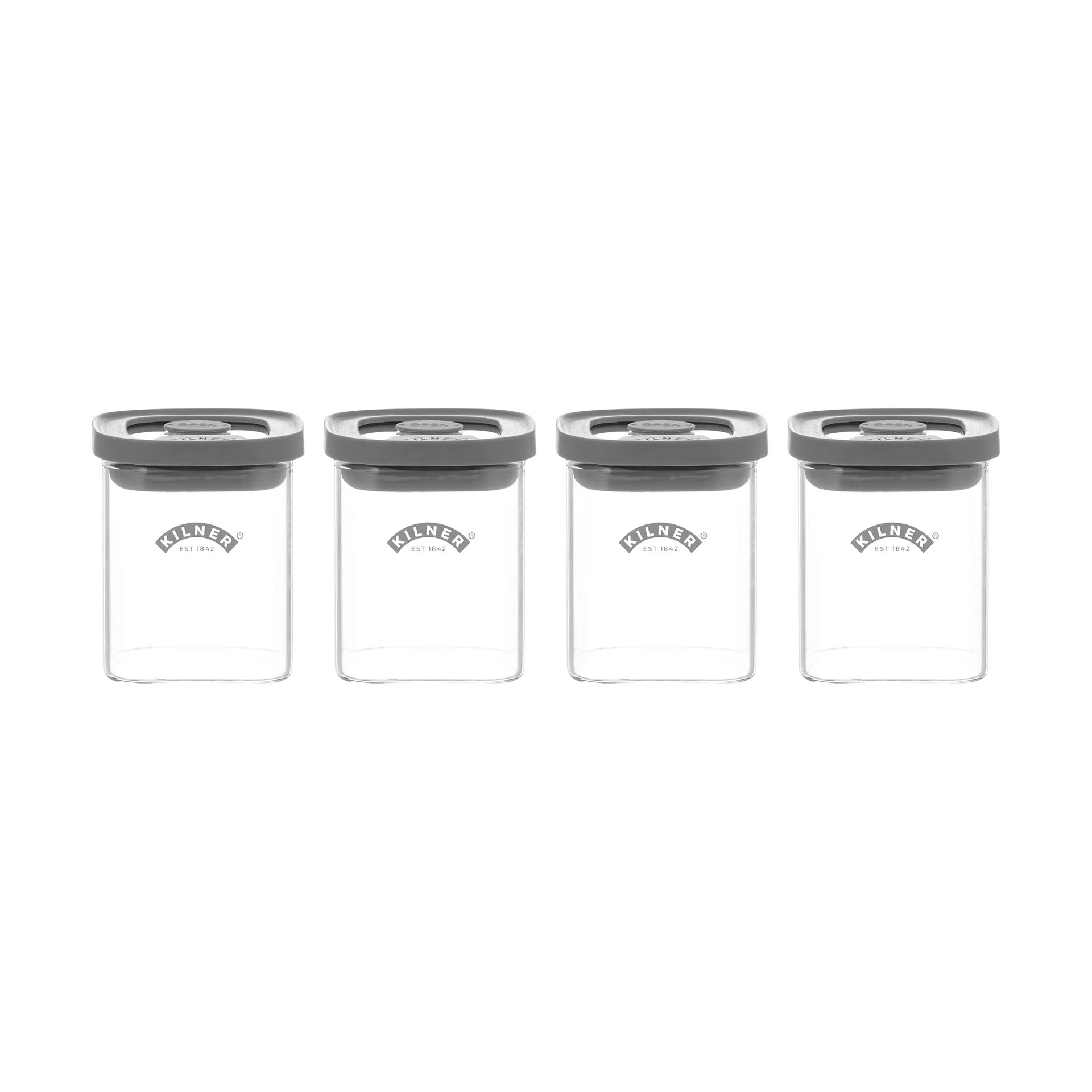Kilner FRESH Gewürzgläser, Klar-grau, 4-teilig, 160 ml Kilner