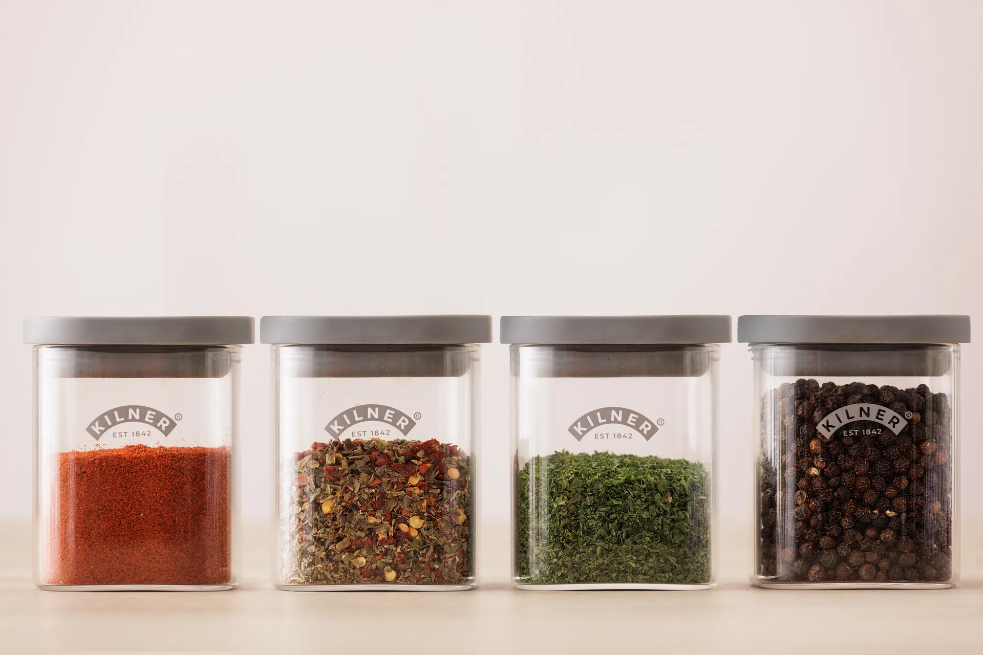 Kilner FRESH Gewürzgläser, Klar-grau, 4-teilig, 160 ml Kilner