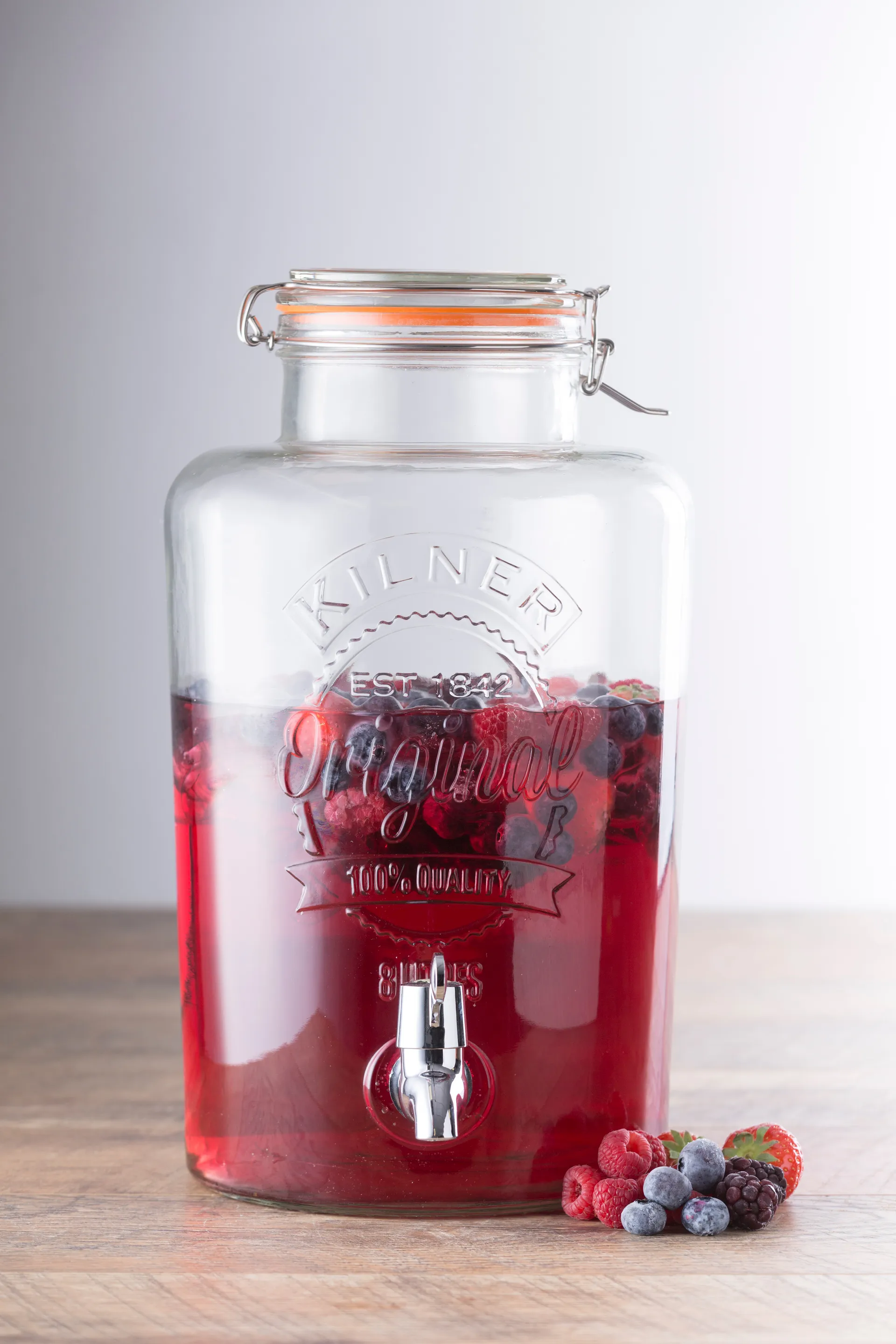 Kilner Getränkespender mit Zapfhahn, Klar-Edelstahl, 8 l Kilner