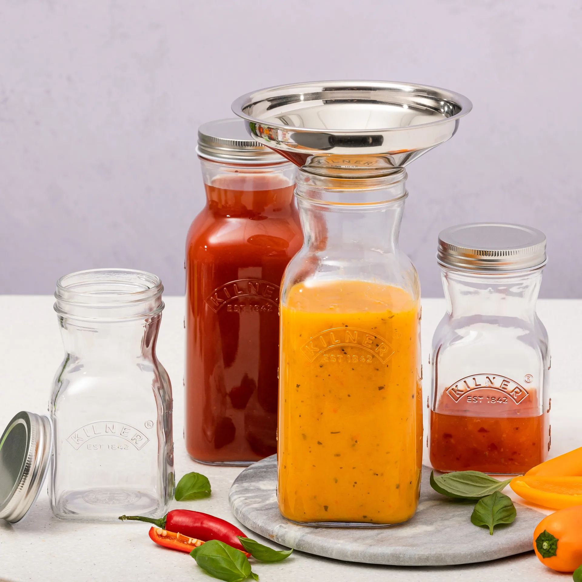 Kilner Saft- und Saucenflasche, Klar-Edelstahl, 1 l Kilner