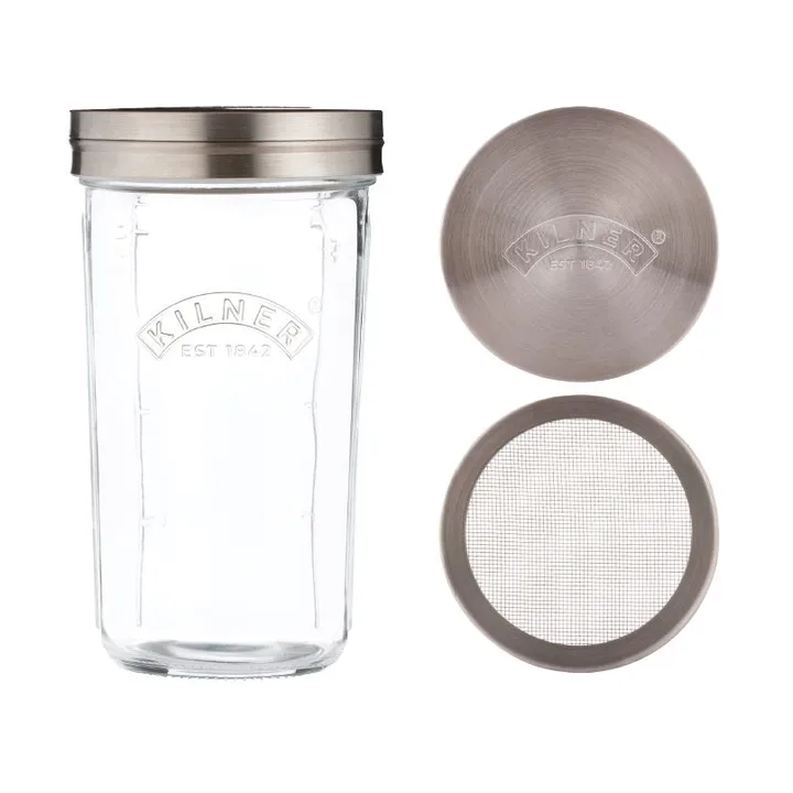 Kilner Sichtglas-Set - Klar-Edelstahl, 0,5 l - Kilner