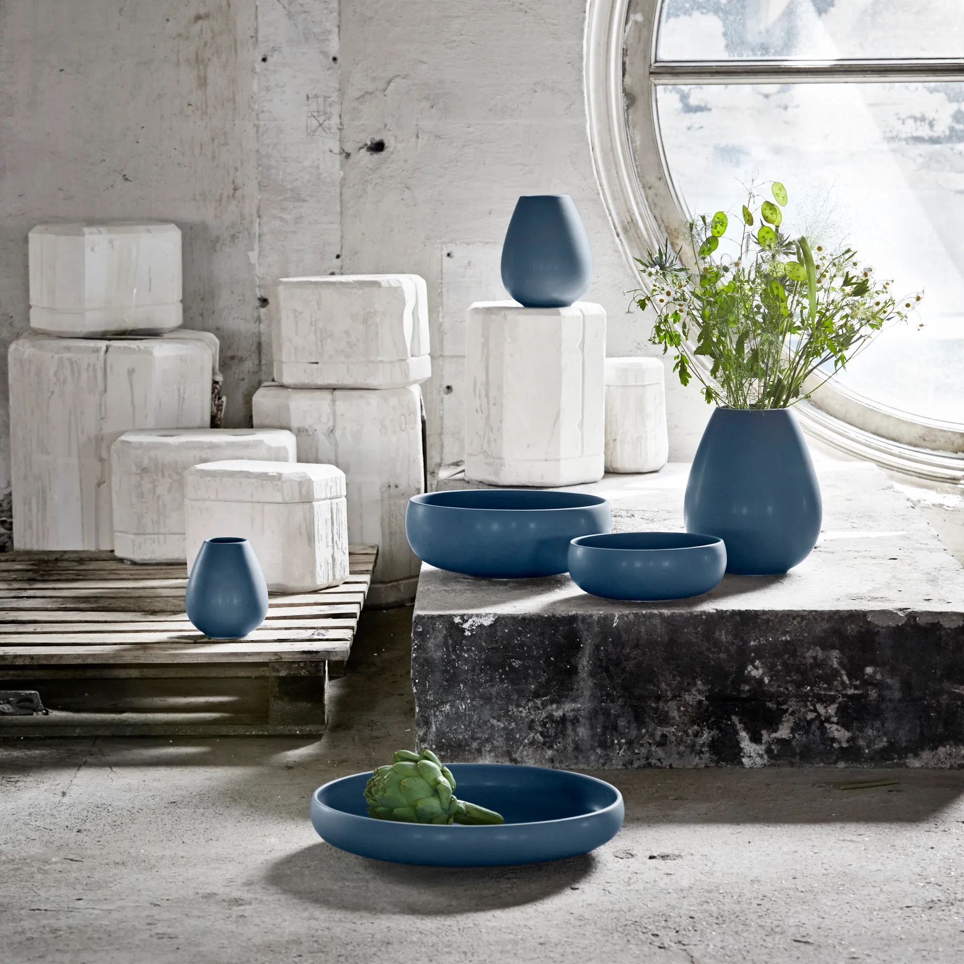 Earth Schale 30cm, Blau Knabstrup Keramik