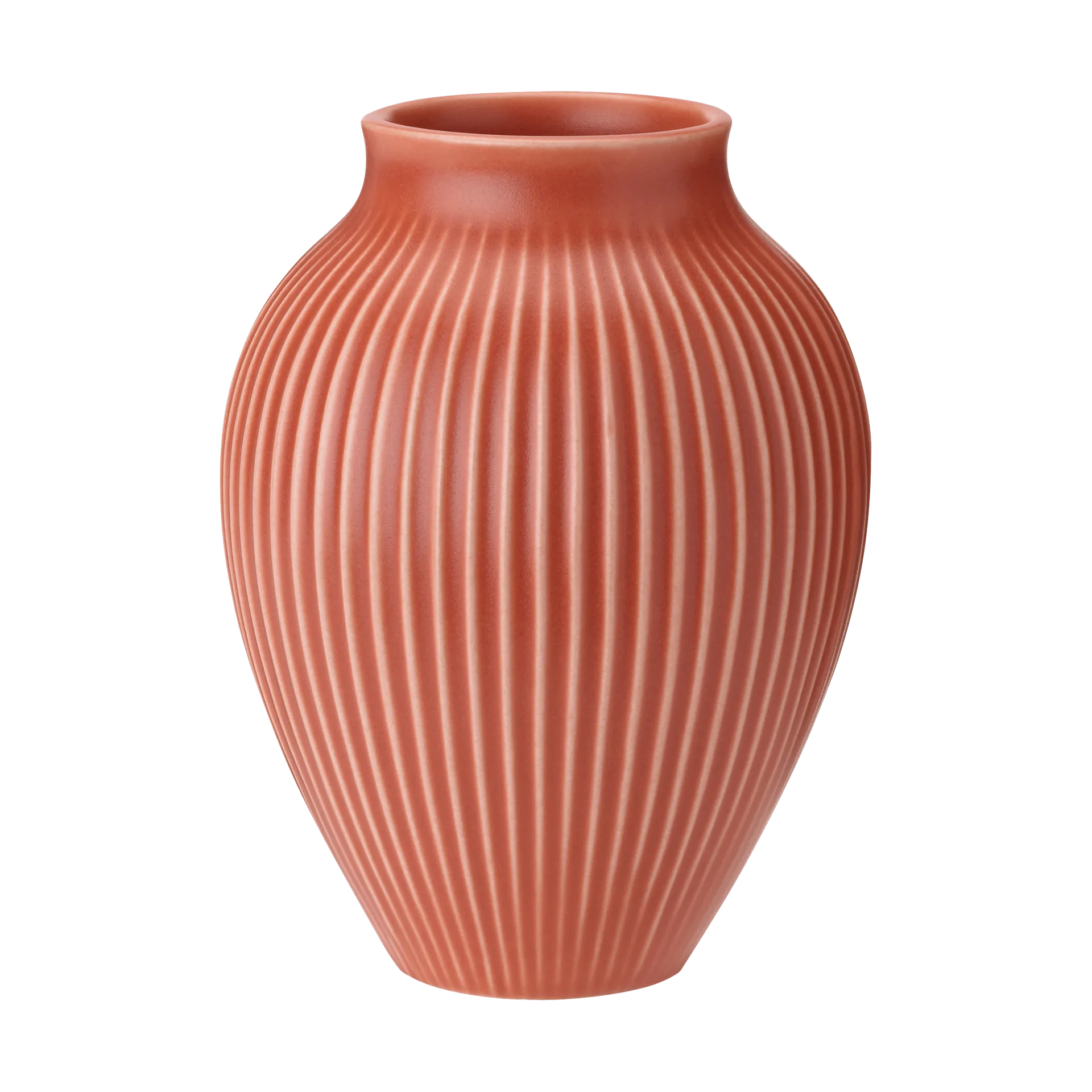 Knabstrup Vase geriffelt 12,5cm, Coral Knabstrup Keramik