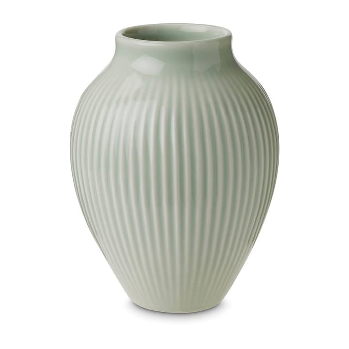 Knabstrup Vase geriffelt 12,5cm, Minzgrün Knabstrup Keramik
