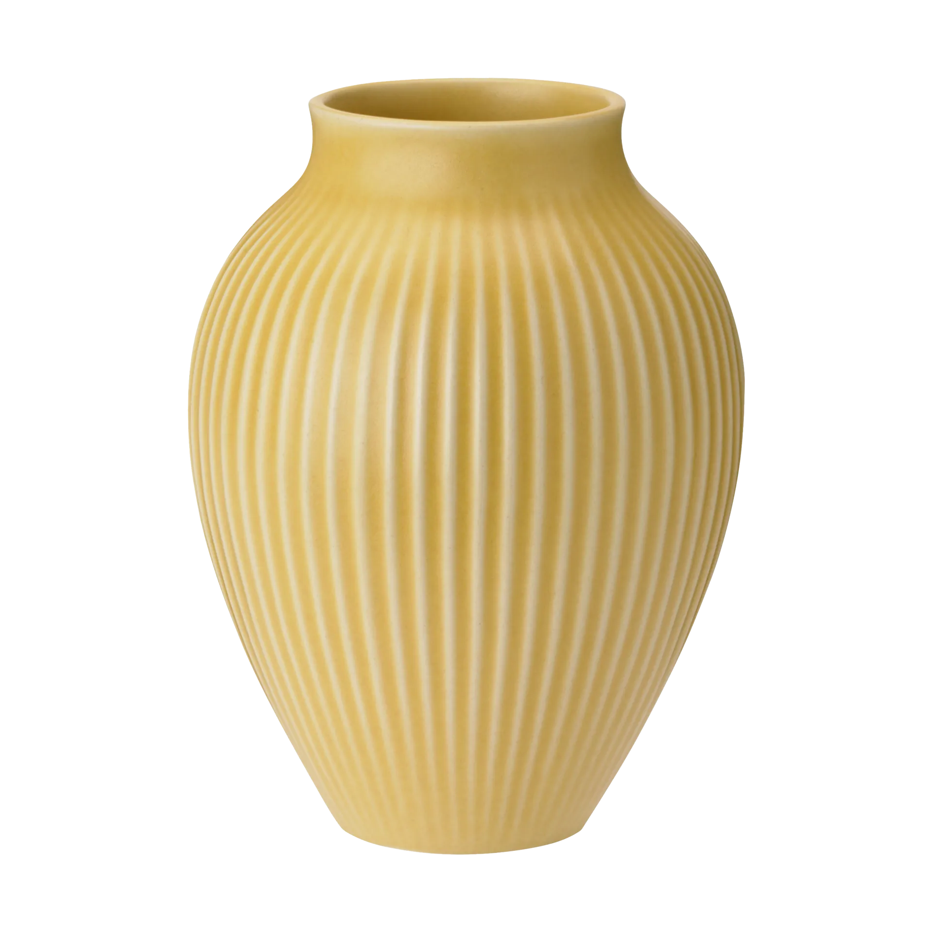 Knabstrup Vase geriffelt 12,5cm, Yellow Knabstrup Keramik