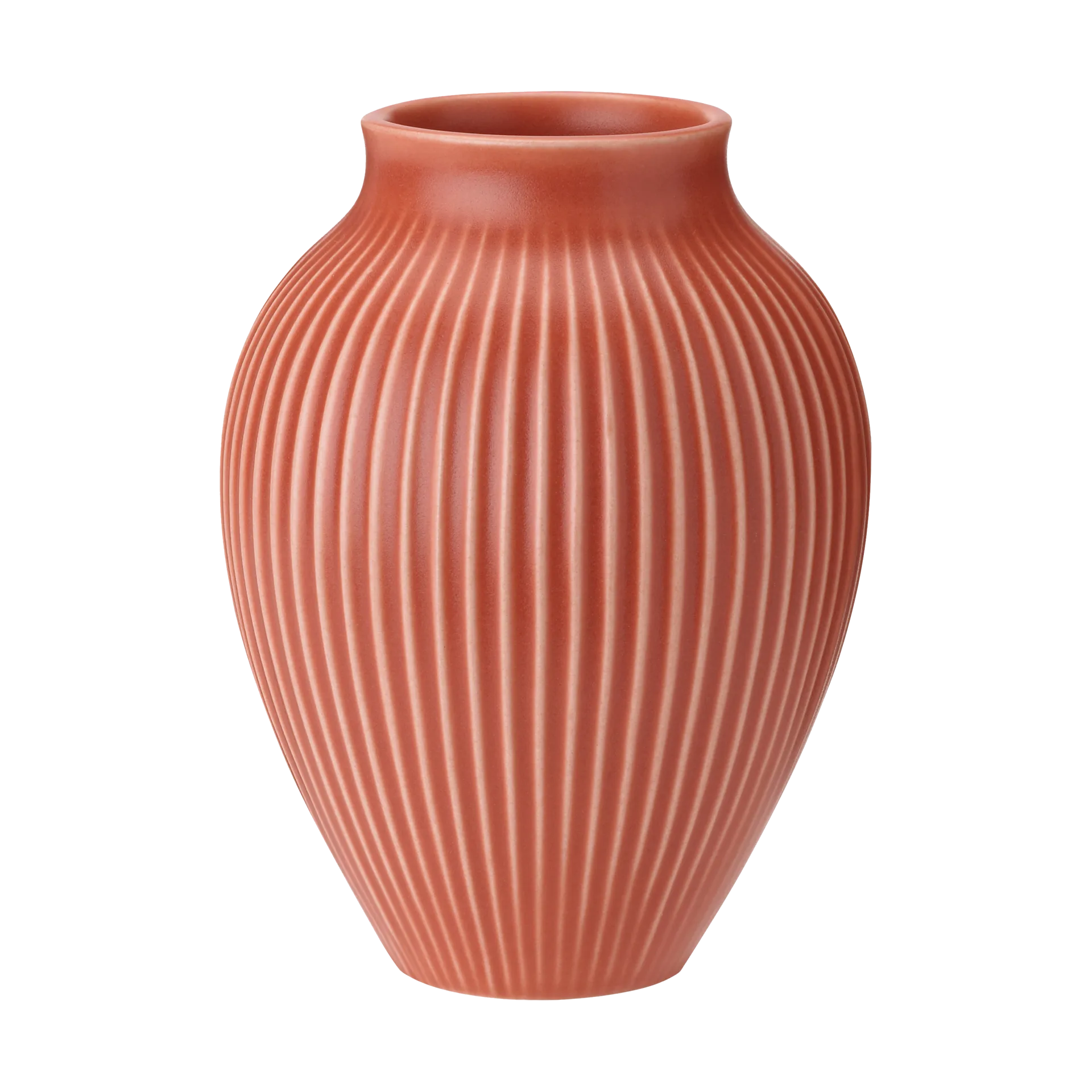 Knabstrup Vase geriffelt 20cm, Coral Knabstrup Keramik