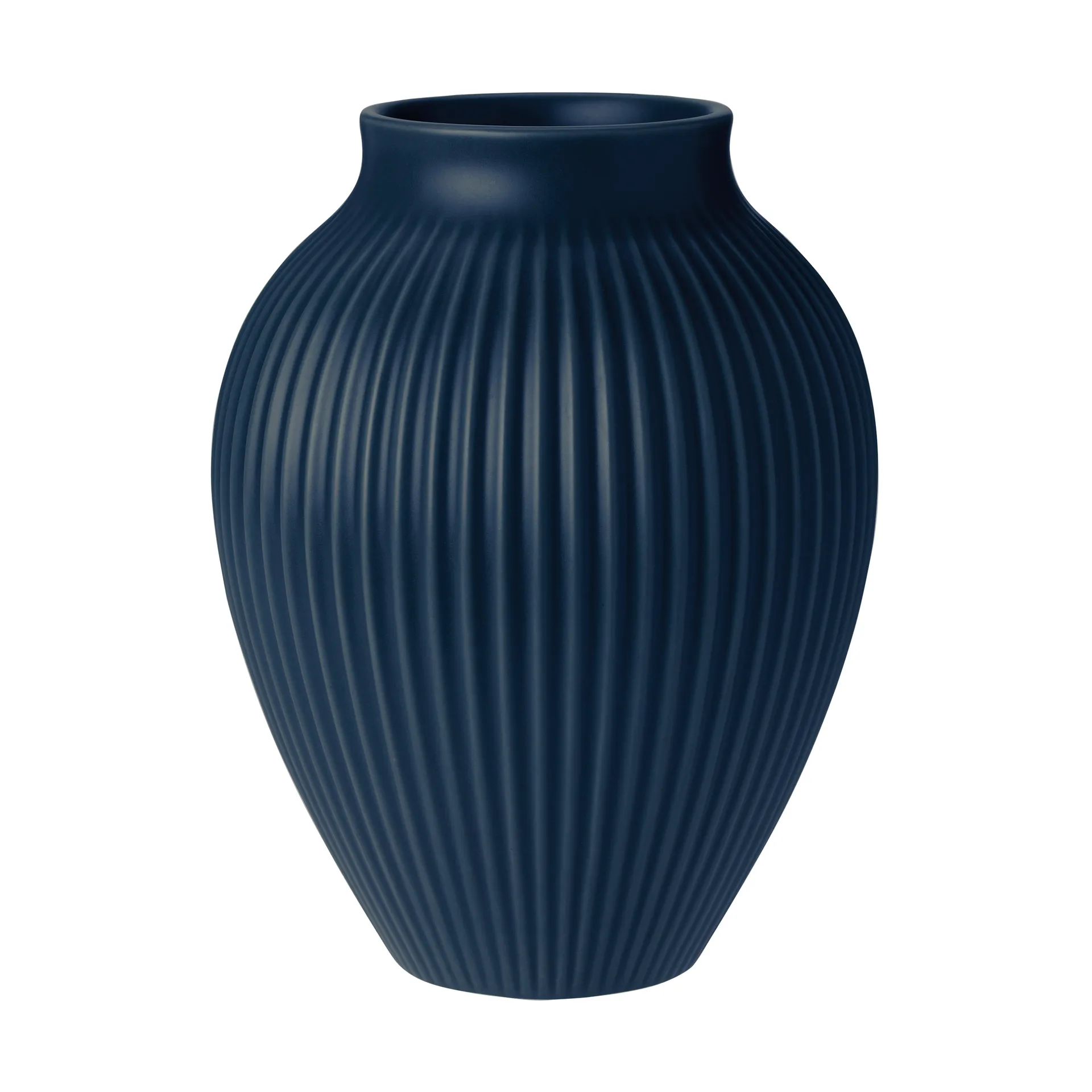 Knabstrup Vase geriffelt 20cm, Dark blue Knabstrup Keramik