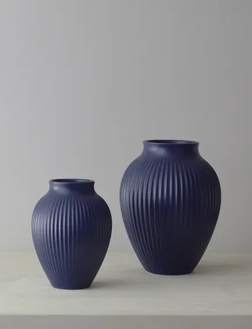 Knabstrup Vase geriffelt 20cm - Dark blue - Knabstrup Keramik