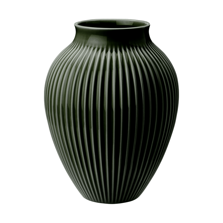 Knabstrup Vase geriffelt 20cm - Dark green - Knabstrup Keramik