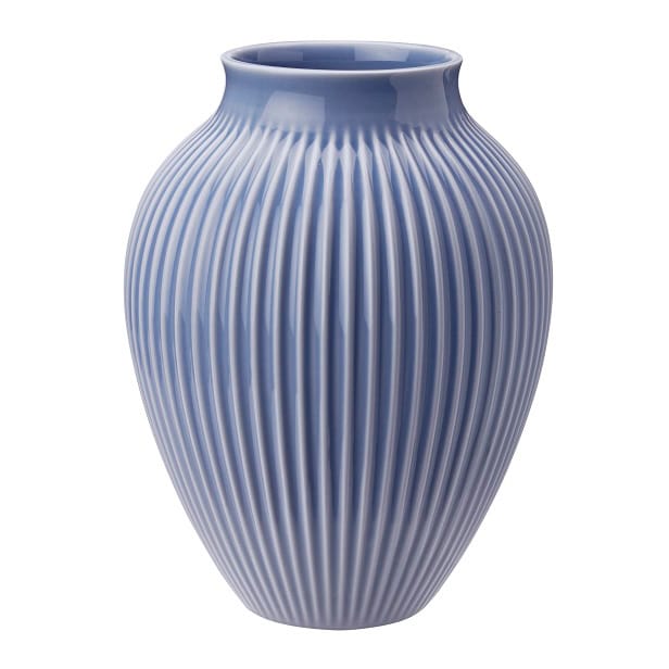 Knabstrup Vase geriffelt 20cm, Lavendelblau Knabstrup Keramik