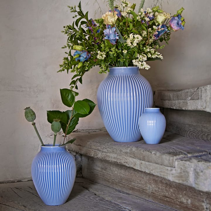 Knabstrup Vase geriffelt 20cm, Lavendelblau Knabstrup Keramik