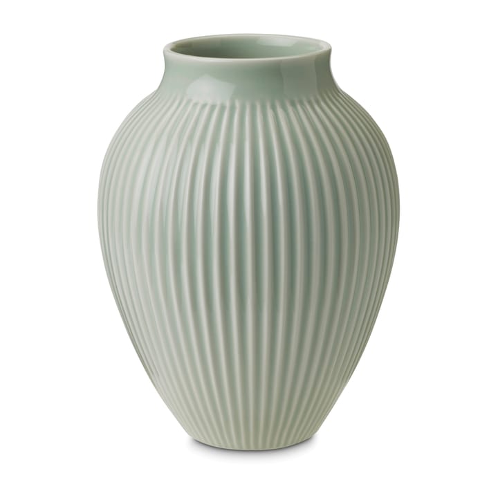 Knabstrup Vase geriffelt 20cm, Minzgrün Knabstrup Keramik