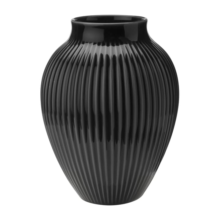 Knabstrup Vase geriffelt 20cm, Schwarz Knabstrup Keramik
