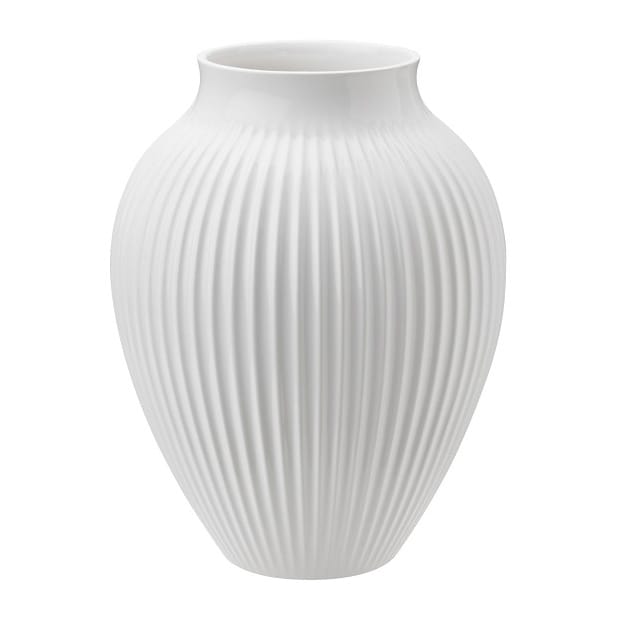 Knabstrup Vase geriffelt 20cm, Weiß Knabstrup Keramik