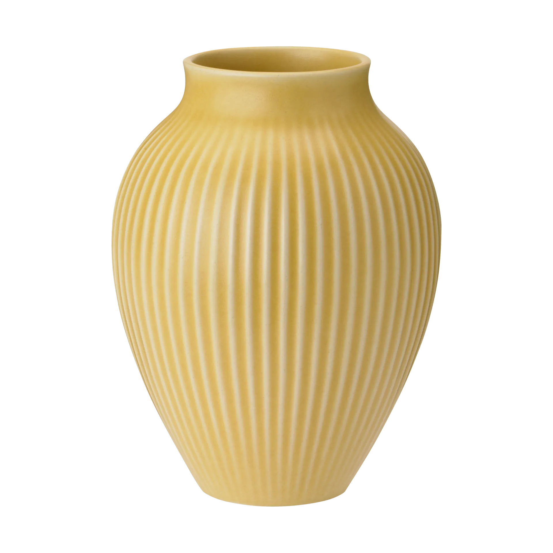 Knabstrup Vase geriffelt 20cm, Yellow Knabstrup Keramik
