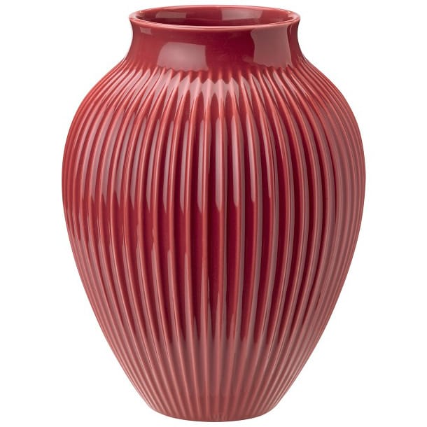Knabstrup Vase geriffelt 27cm, Bordeaux Knabstrup Keramik