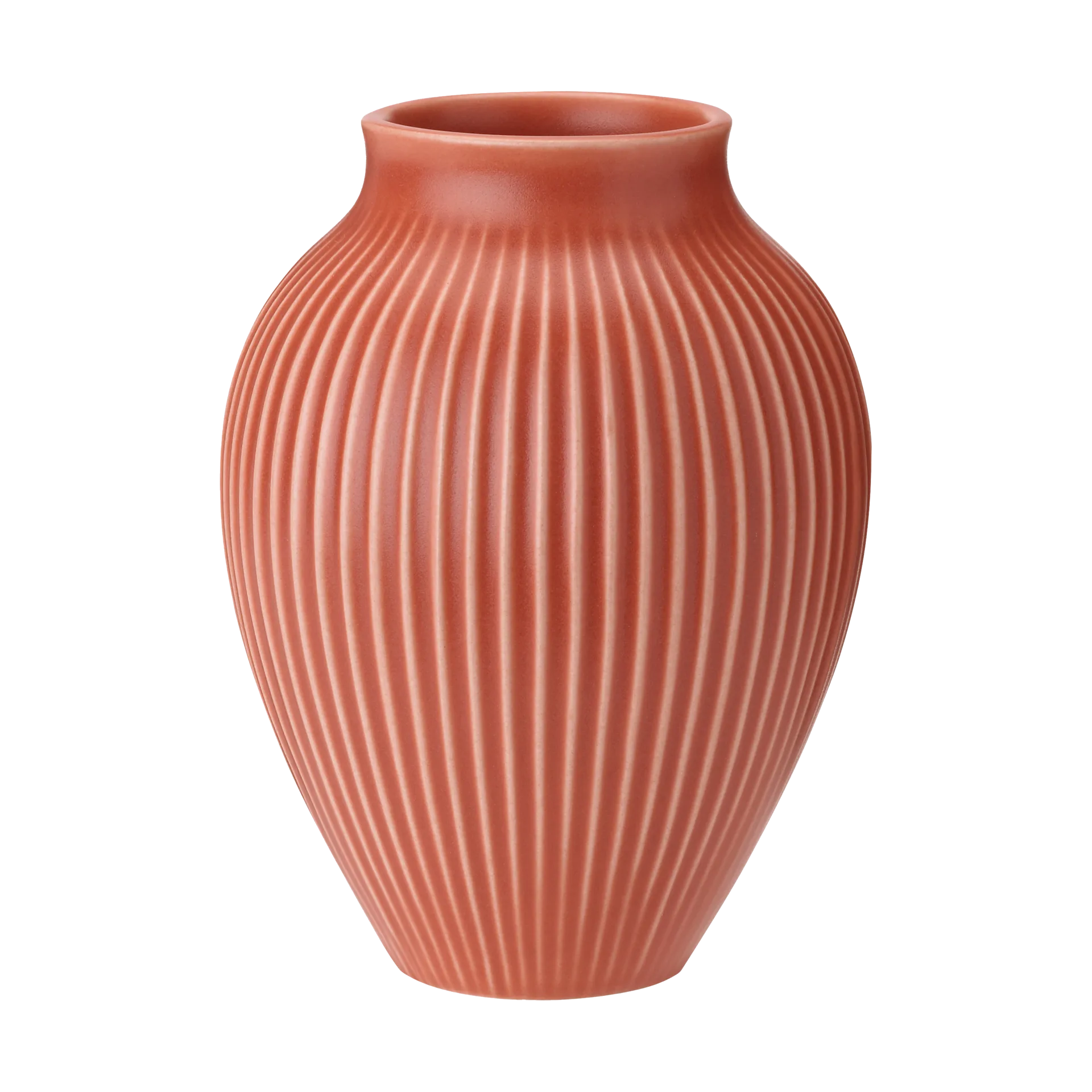 Knabstrup Vase geriffelt 27cm, Coral Knabstrup Keramik