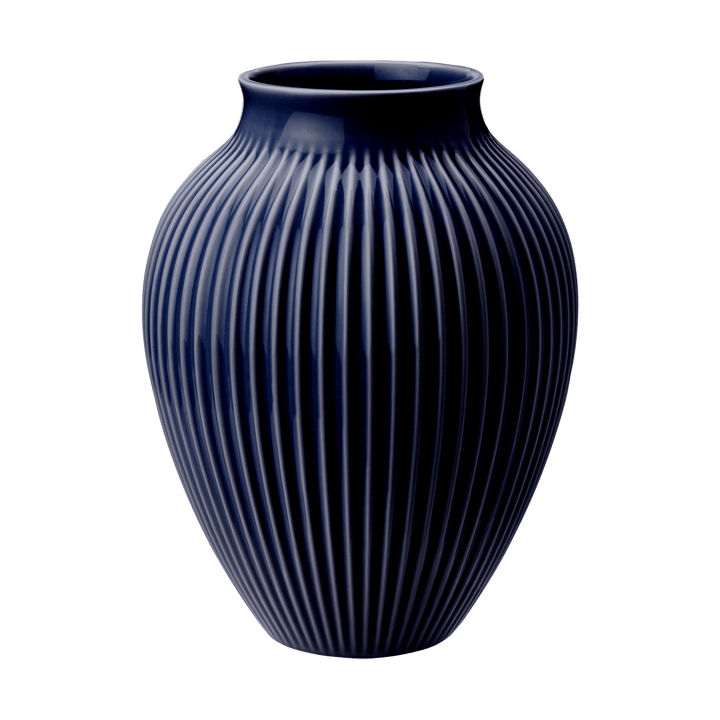 Knabstrup Vase geriffelt 27cm, Dark blue Knabstrup Keramik