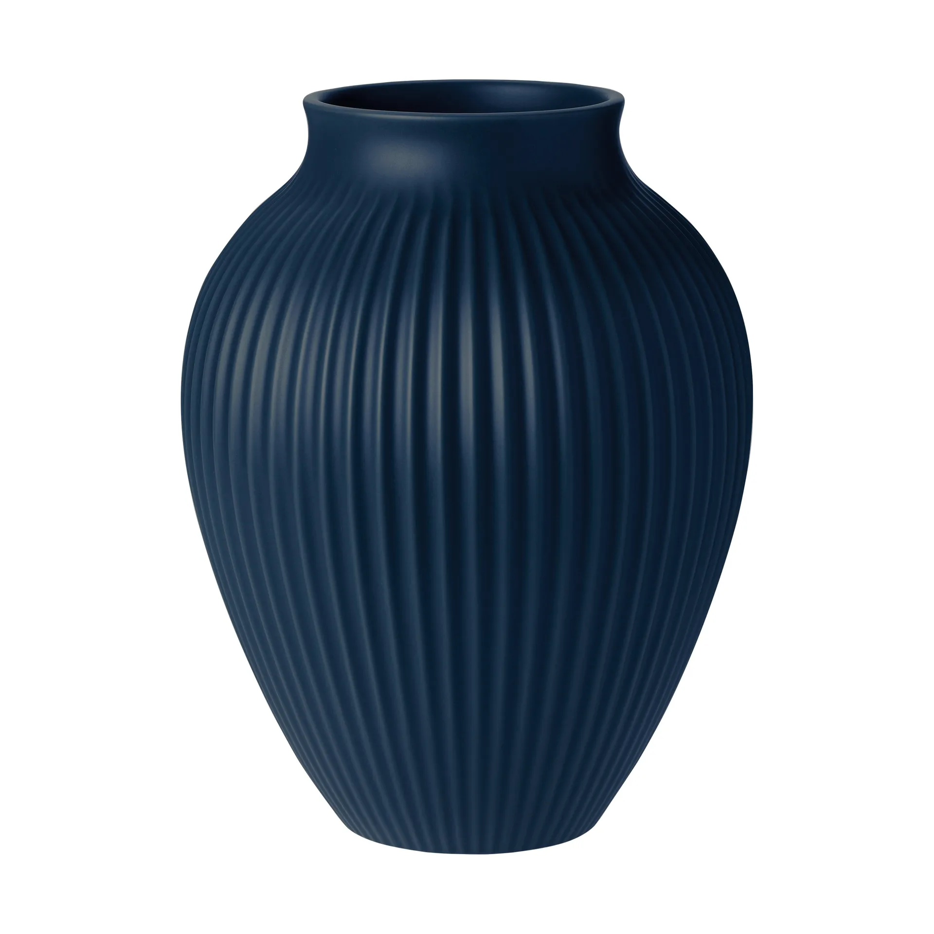 Knabstrup Vase geriffelt 27cm, Dark blue Knabstrup Keramik