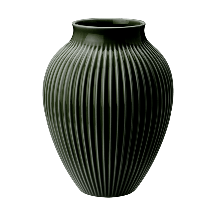 Knabstrup Vase geriffelt 27cm, Dark green Knabstrup Keramik